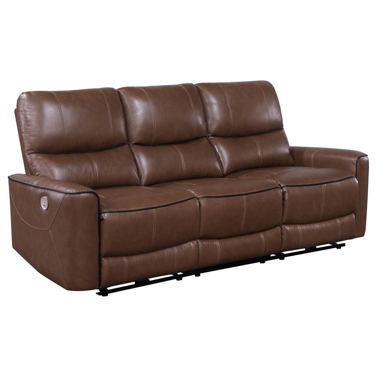 Coaster Greenfield Upholstered Power Reclining Sofa Saddle Brown