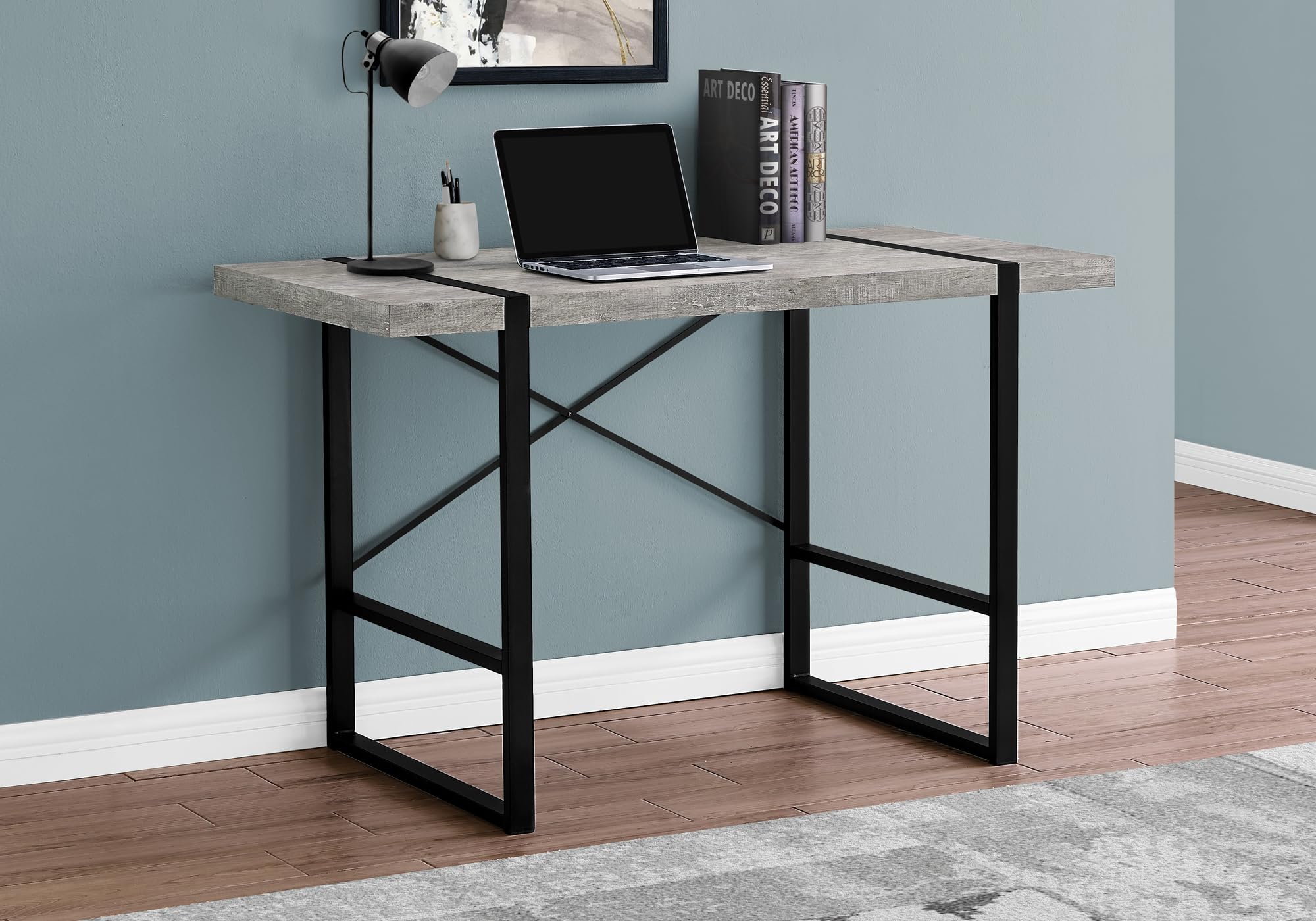 Monarch Specialties Laptop Table for Home & Office-Study Computer Desk-Industrial Style-Metal Legs, 48' L, Gray Reclaimed
