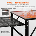 Vevor Camping Kitchen Table, Aluminum Folding Portable Outdoor Cook Station With 4 Iron Side, 2 Shelves & Carrying Bag, Quick Installation For Picnic Bbq Beach Traveling