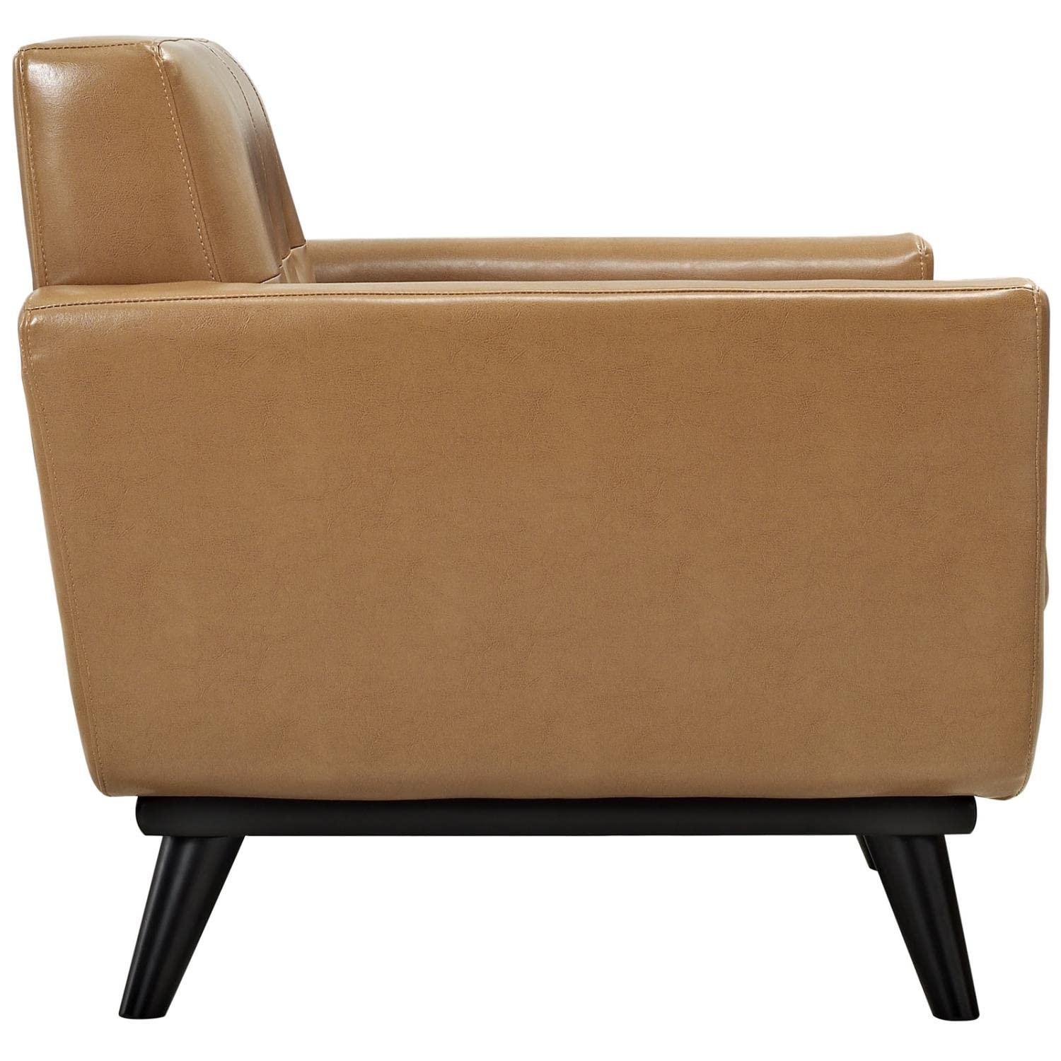 Modway Engage Mid-Century Modern Upholstered Two Armchair Set, Tan Leather