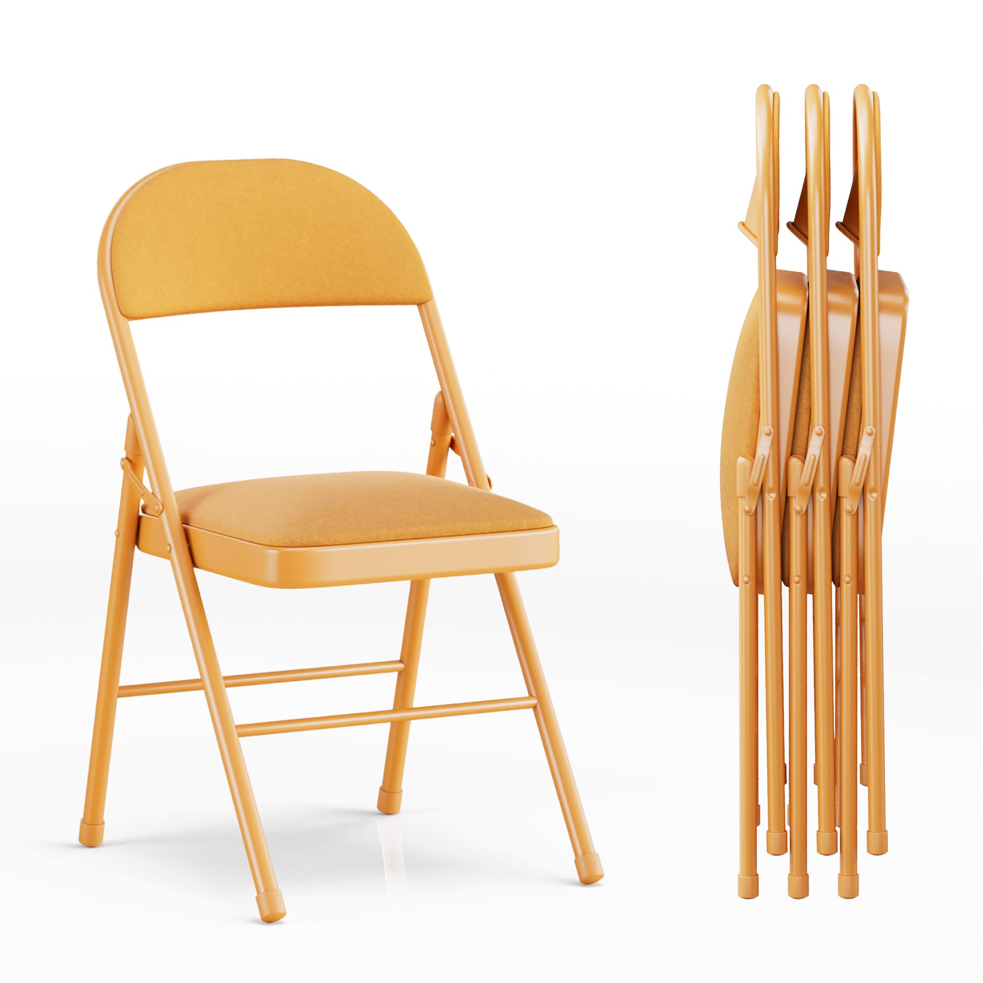 Vecelo 4-Pack Folding Chairs Portable Metal With Ultra Soft Fabric Padded Cushion Seats For Home Office Events Wedding Party, Or