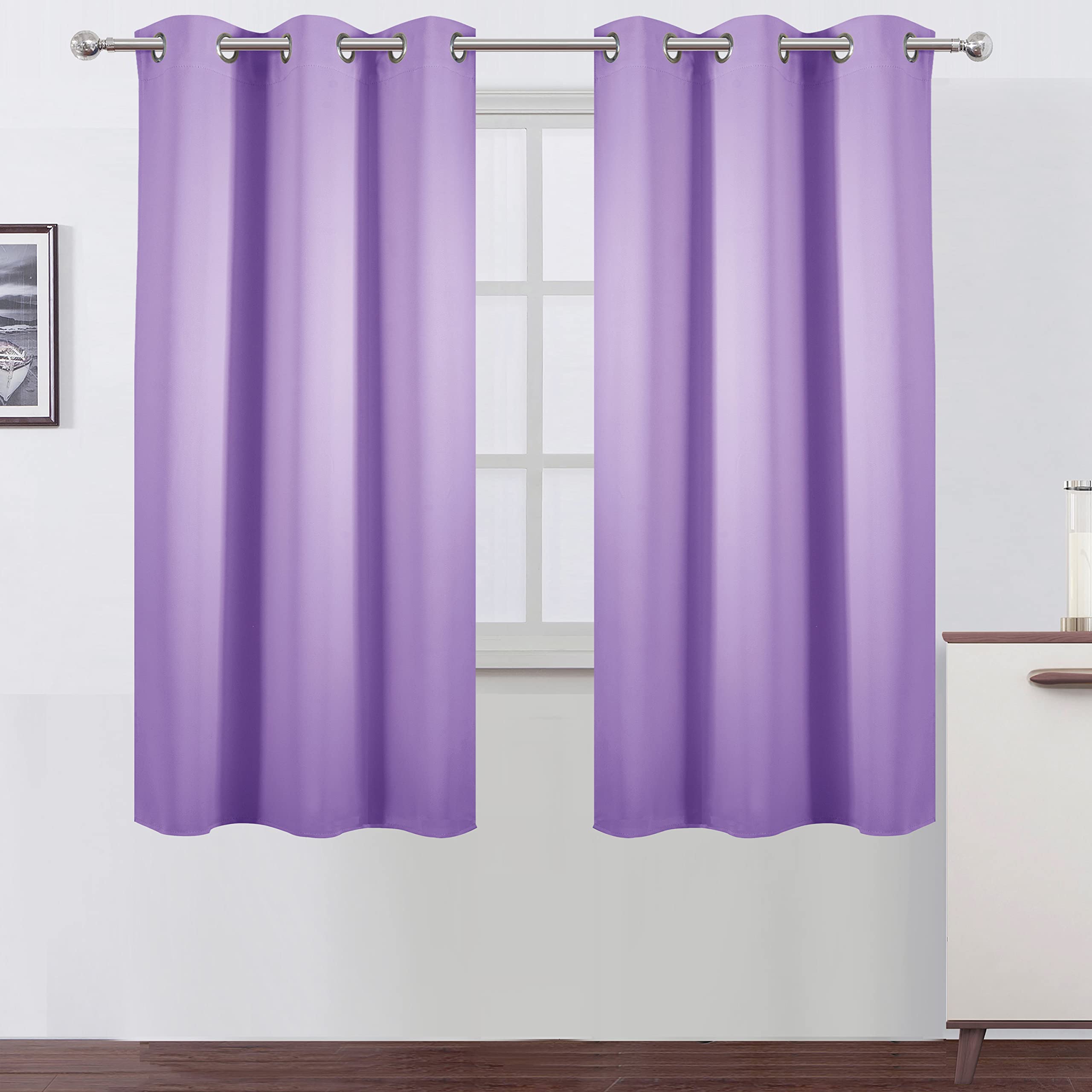 Lemomo Blackout Curtains 38 X 54 Inch/Lavender Curtains Set Of 2 Panels/Thermal Insulated Room Darkening Bedroom Curtains