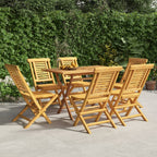 vidaXL Folding Patio Chairs - Solid Teak Wood with Waterbase Finish - Comfortable Backrest, Slatted Design - Set of 6