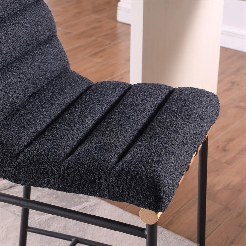 LILOLA LIVING Lahni Counter Height Chair Black Boucle Fabric 18"W