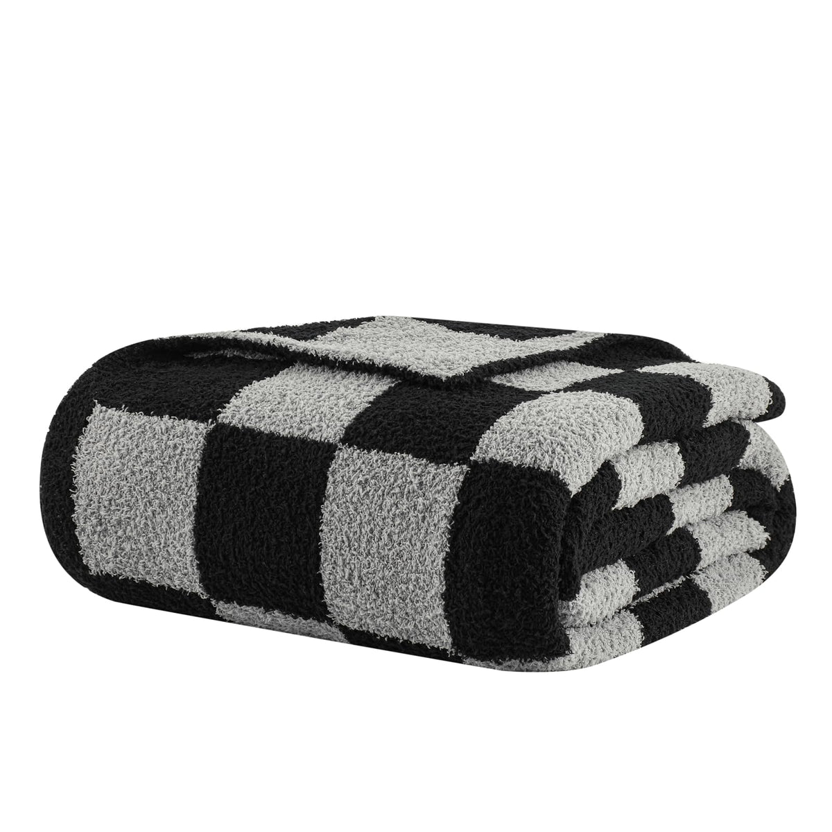 bearberry Fuzzy Checkerboard Grid Throw Blanket Knitted Soft Cozy Warm Microfiber Blanket Decor for Couch Sofa Bed Travel Home (