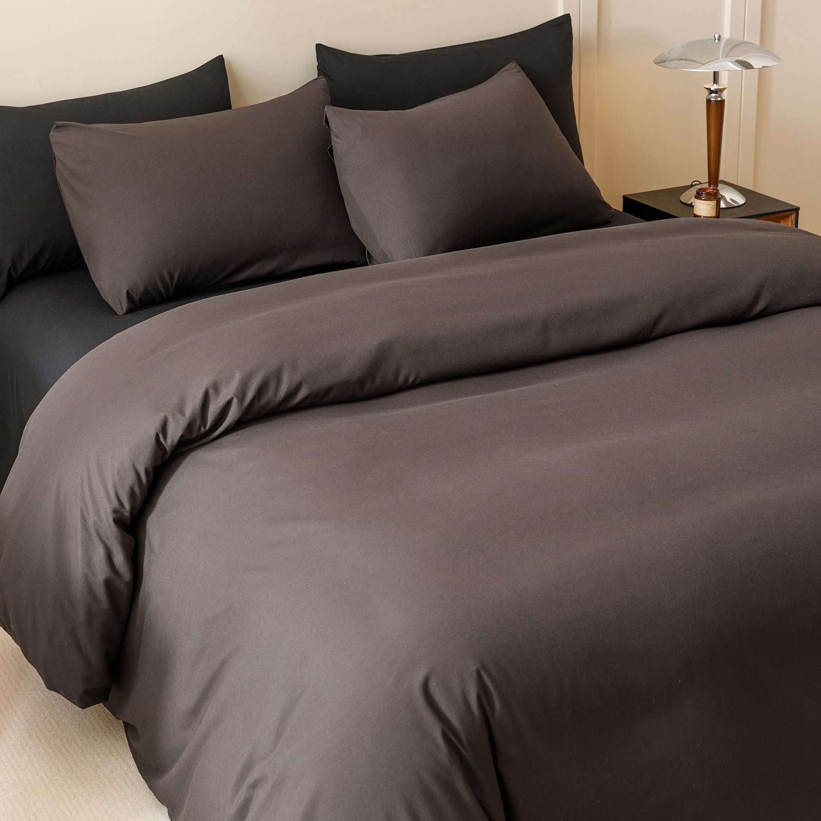 Clothknow Brown Queen Comforter Set 3Pcs Dark Brown Bedding Comforter Sets Coffee Queen Comforter Men Women Comforter All Season Lightweight Comforter Queen