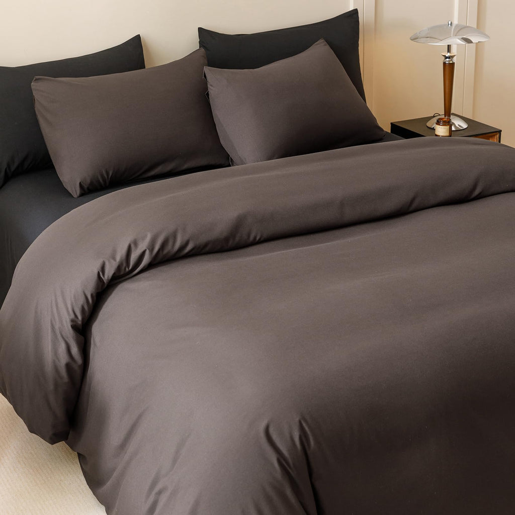 Clothknow Brown King Size Comforter Set 3Pcs Dark Brown Bedding Comforter Sets Mocha Coffee King Comforter Men Women Comforter All Season Lightweight Comforter King