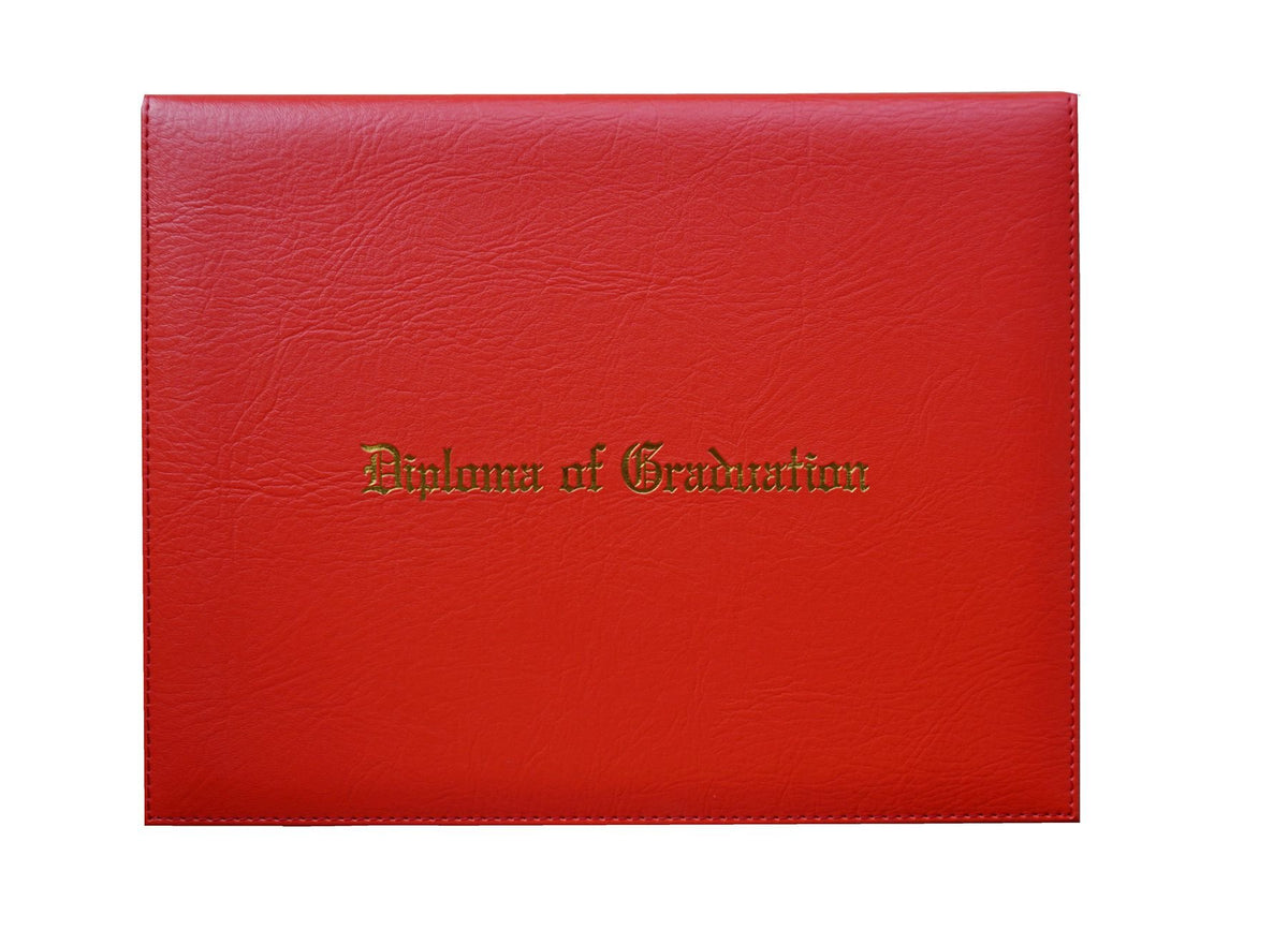 Certificate Cover Imprinted 'Diploma Of Graduation' Faux-Leather Diploma Holder 8.5' X 11' Grad Days(Red)