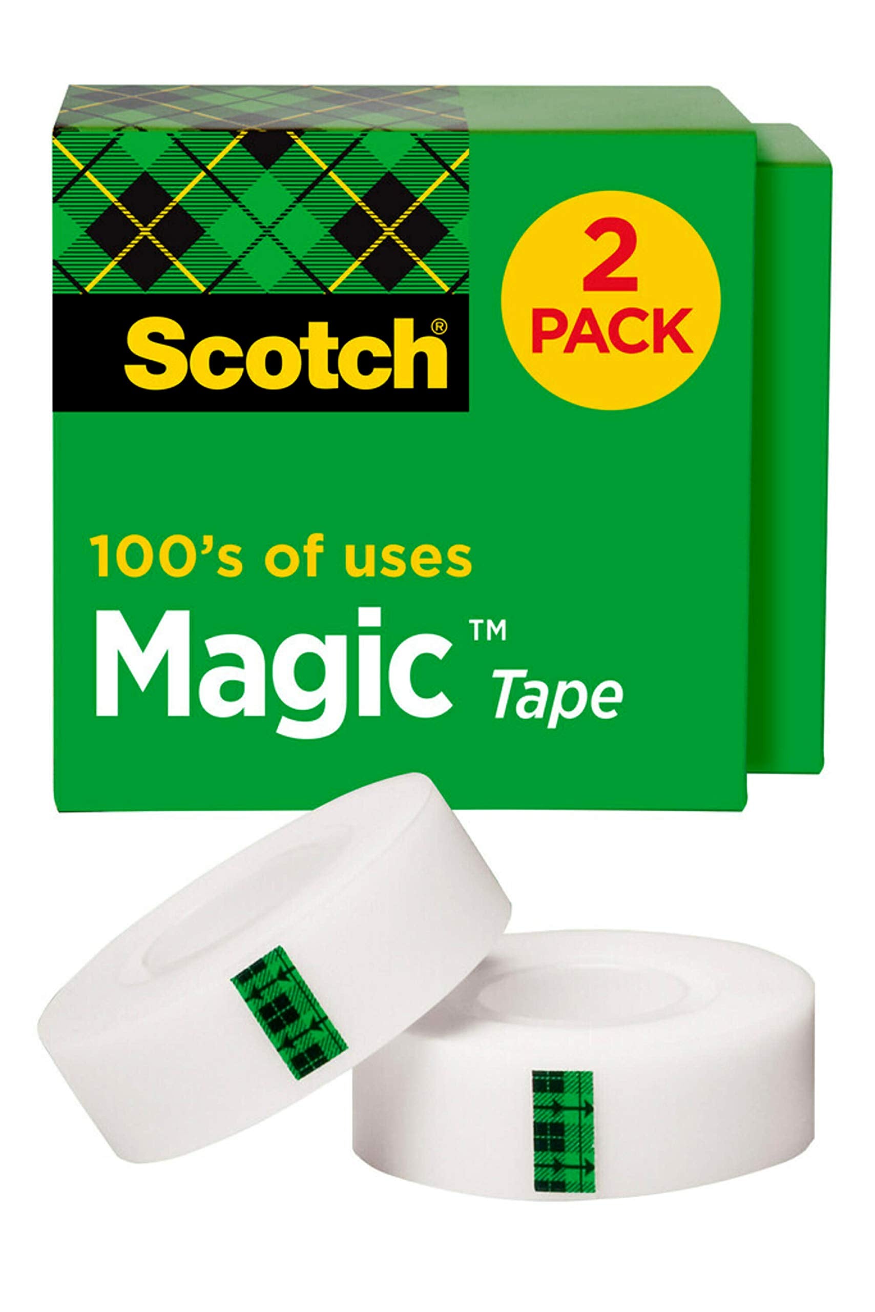 Scotch Magic Tape, Invisible, Home Office Supplies And Back To School Supplies For College And Classrooms, 2 Rolls
