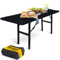 Linpro 5Pk Plastic Picnic Table Cloths Disposable For Parties 8Ft Picnic Table Covers With Elastic Fitted Camping Tablecloth Elastic Table Cover Rectangle Black Tablecloth Outdoor & Folding Tables