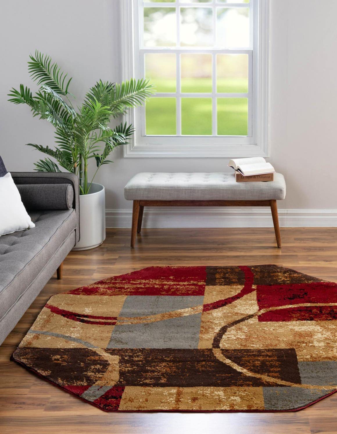 Unique Loom Barista Collection Area Rug - Kouillou (6' 1'' Octagon, Multi/Brown)