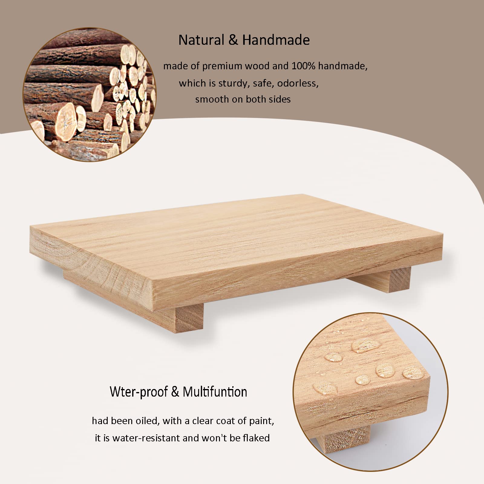 Small Wood Tray Pedestal Stand Farmhouse Bathroom Decor Decorative Wooden Riser Kitchen Soap Dish Holder For Vanity, Counter, Si