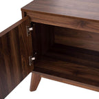 Flash Furniture Hatfield Mid-Century Modern TV Stand For up to 64 inch TV's - Walnut Laminate Finish - 60 Inch Media Center - Adjustable Center Shelf-Soft Close Doors