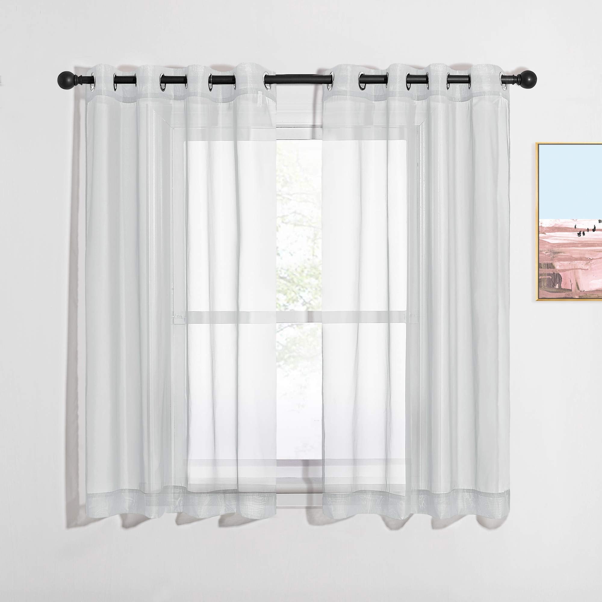 Nicetown Thin Sheer Curtain Panels - Lightweight Voile Curtains Window Treatment (Light Gray, 2-Pack, 54' Wide X 45' Long)