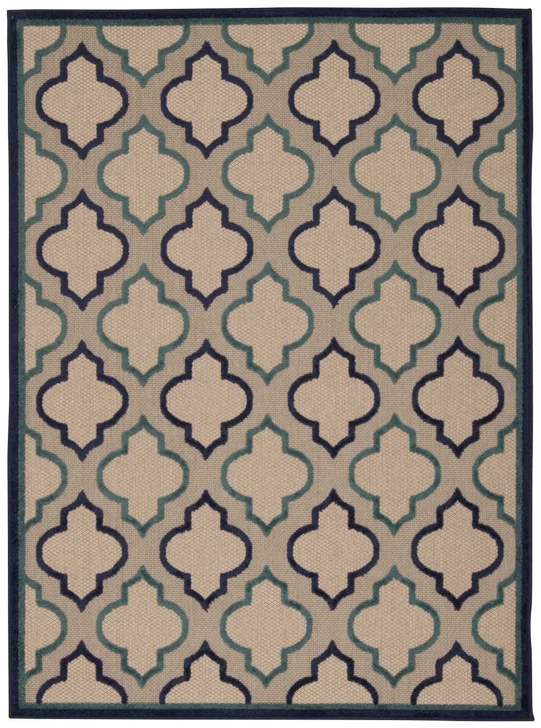 HomeRoots 100% Polypropylene 4â?? x 6â?? Navy Blue Trellis Indoor Outdoor Area Rug