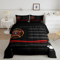 Firefighter Comforter Set Full Size,American Flag Geometric Stripes Bedding Set,Boys Girls Adults Room Decor,Fire Fighting Truck