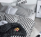 Karever White And Black Stripes Comforter Set Cal King Women Bedding Set Soft Durable White Striated Bedding Set Black Stripes C