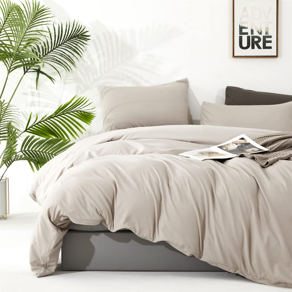 Clothknow Khaki Beige Comforter Set Twin 3Pcs Oatmeal Bedding Comforter Sets Beige Coffee Comforter Soft Light Khaki Comforter S