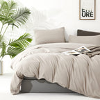 Luxlovery Beige Khaki Comforter Set Queen Beige Bedding Comforter Set Oatmeal Bedding Set Solid Cream Beige Khaki Taupe 3Pcs Cof
