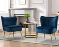 Janoray Velvet Accent Chair Set Of 2 Comfy Living Room Chair Armless Slipper Chair Mid Century Side Single Sofa Chair With Golde
