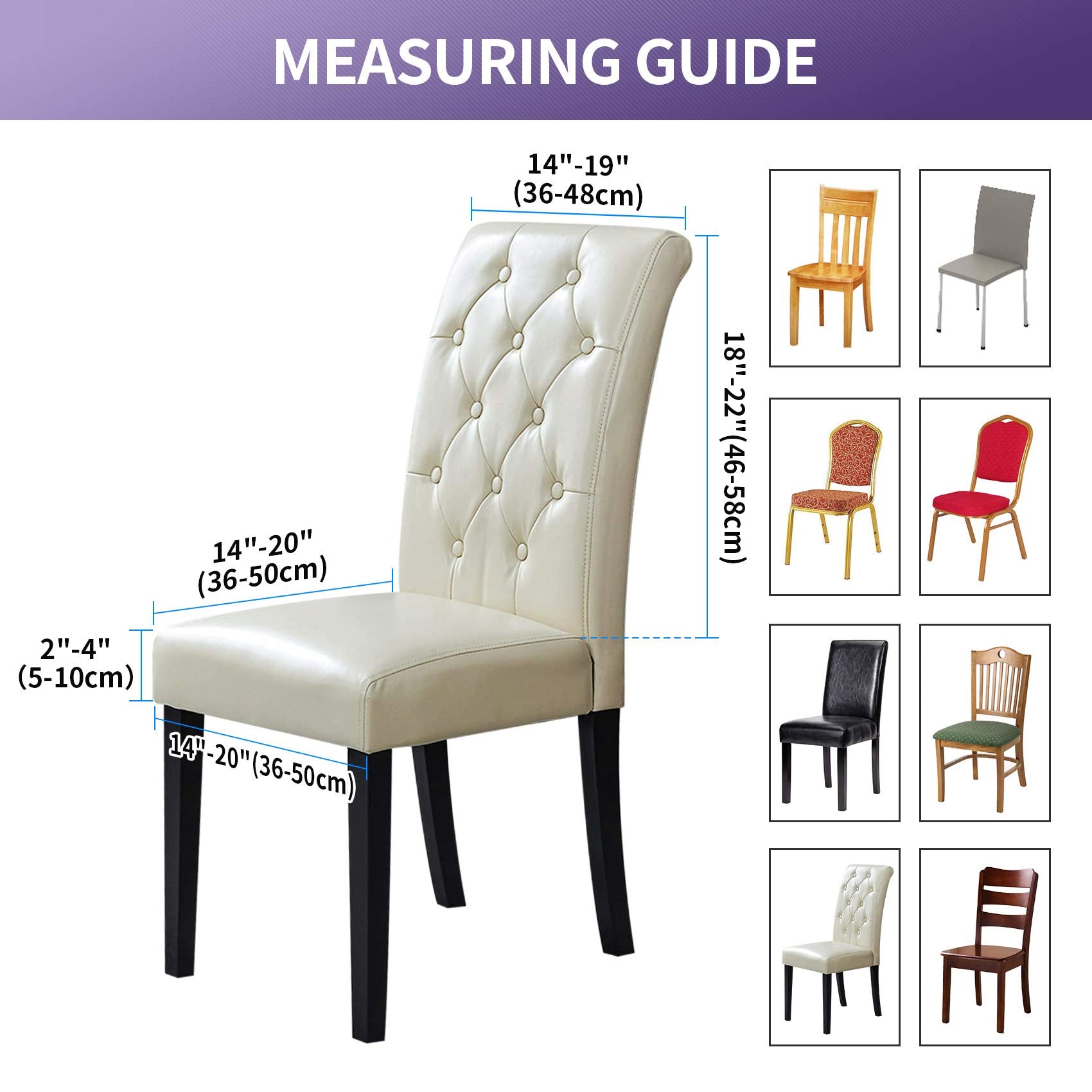 Joccun Chair Covers For Dining Room Set Of 2,Water Repellent Dining Chair Slipcovers Stretch Dining Room Chair Covers Seat Protector,Washable Parsons Chair Cover For Home,Hotel(Grapeade,2 Pack)
