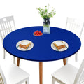 Newisher Round Fitted Table Cover Spandex Stretch Tablecloth Blue Table Top Cover With Elastic Edged For Dining Picnic Patio 48 Inch