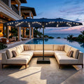 15 ft Large Patio Umbrella with Lights, 36 LED Lights Double-Sided Patio Umbrella with Weighted Base for Poolside Garden Backyar