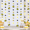 8 Pack Bee Decorations, Glitter Black Gold Bee Flower Garland Hanging Banner for Bee Party, Baby Shower, Birthday, What Will It