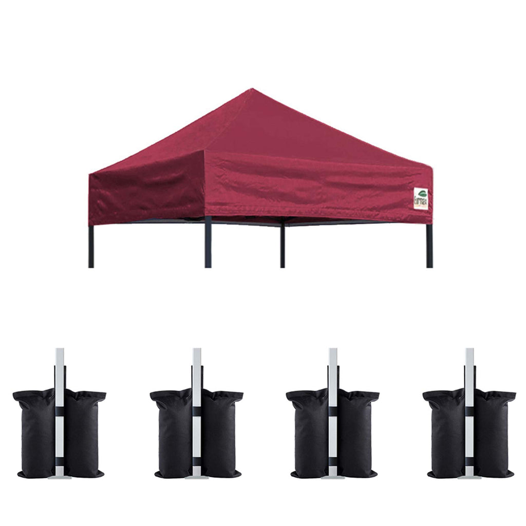 Eurmax Usa Pop Up Canopy Top Gazebo Tent Cover Replacement Top Only,Bonus 4Pc Pack Canopy Weight Bag (10X15, Burgundy)