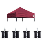 Eurmax Usa Pop Up Canopy Top Gazebo Tent Cover Replacement Top Only,Bonus 4Pc Pack Canopy Weight Bag (10X15, Burgundy)