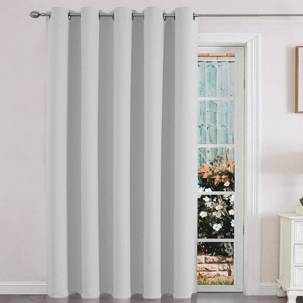 Joydeco Sliding Door Curtains, Greyish White Curtains 70 X 90 Inches, Extra Wide Curtains For Patio Sliding Door Living Room, Ro