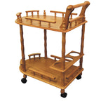 HomeRoots Wood Oak Finish Rolling Wine Bar Cart