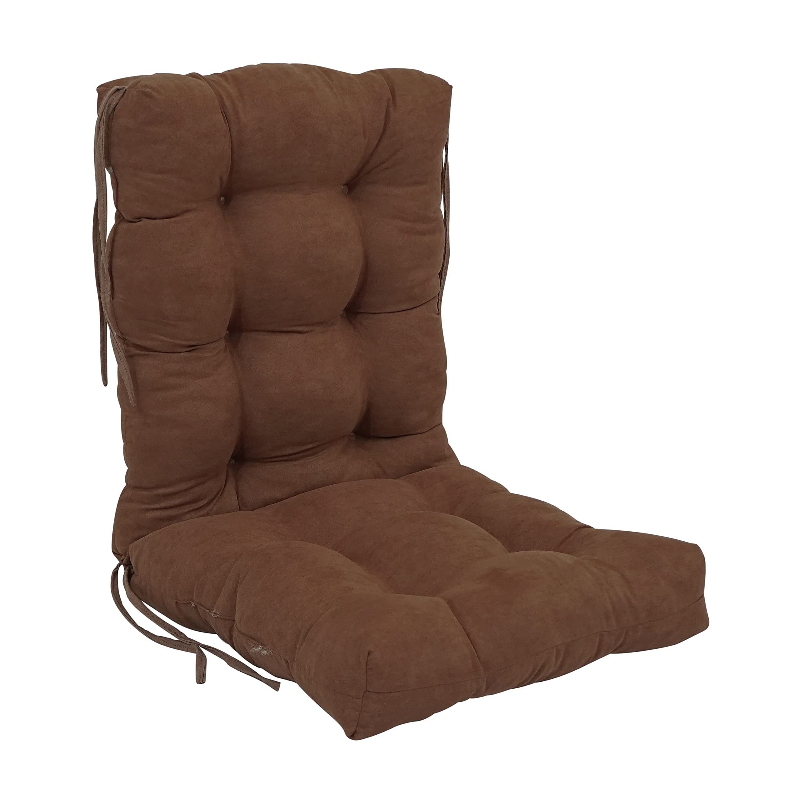 Blazing Needles 18 38-inch Microsuede Seat/Back Tufted Chair Cushion, 18 x 38, Chocolate