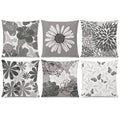COMMINY Grey Pillow Covers 18x18 Set of 6 Decorative Daisy Flower Throw Pillow Cover for Couch Modern Cushion Cover for Patio Li