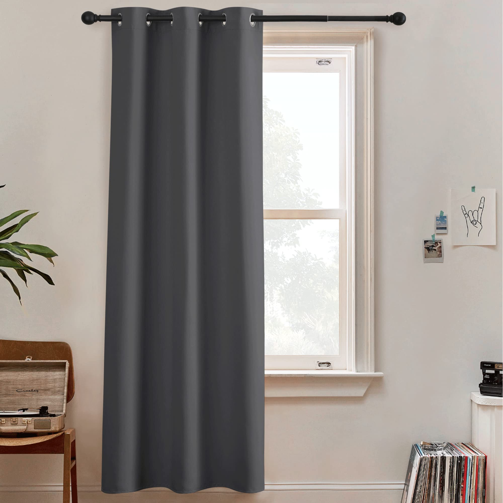 Ryb Home Grey Curtains Blackout Room Divider Screen Privacy Wall Divider Curtains For Large Window Patio Sliding Door Living Roo