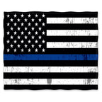 Jekeno Blue Line Police Blanket United States Police Flag Print Gifts For Men Boy Dad Husband Son Adult Home Bedroom Living Room