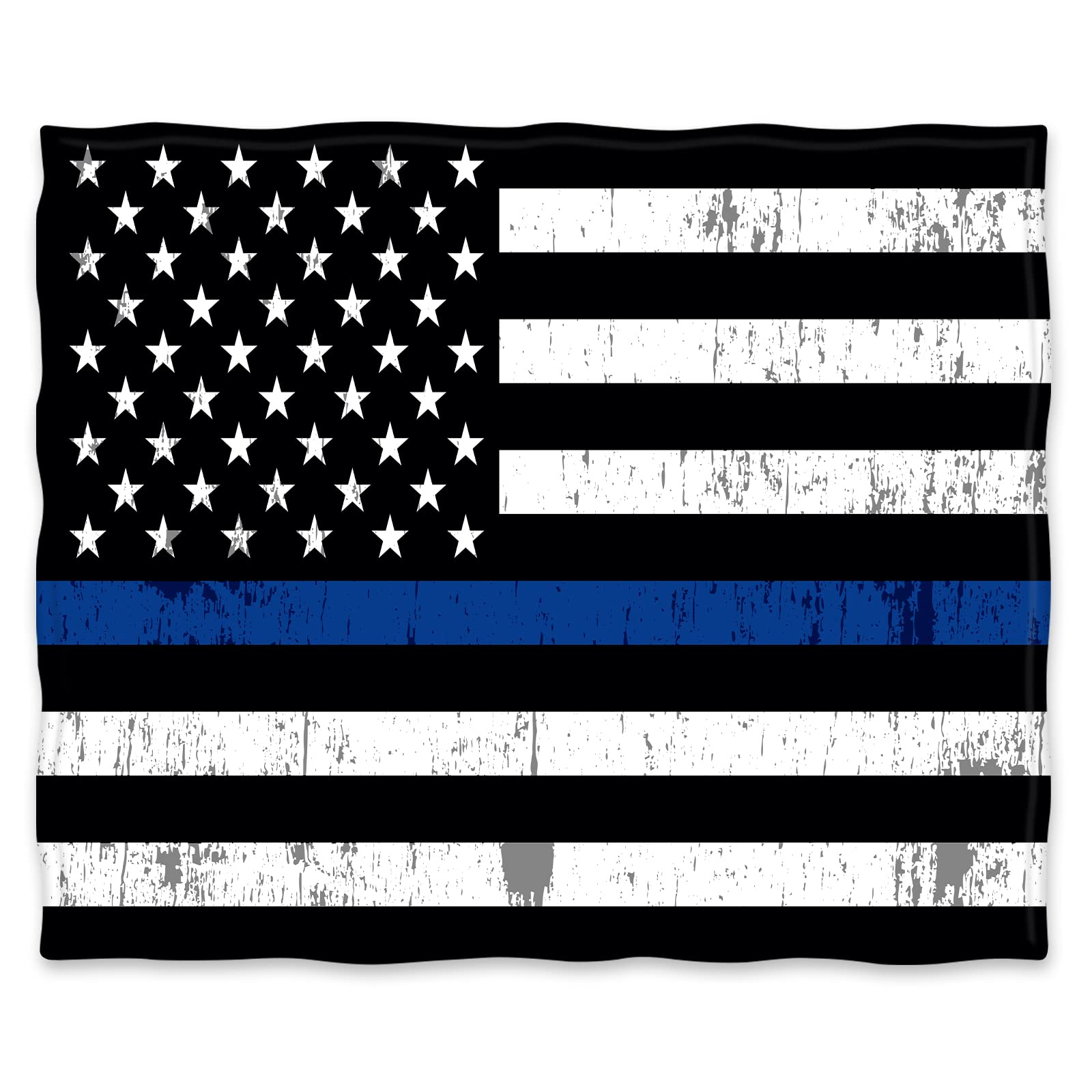 Jekeno Blue Line Police Blanket United States Police Flag Print Gifts For Men Boy Dad Husband Son Adult Home Bedroom Living Room