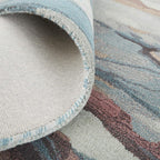 HomeRoots 512744 8 x 10 ft. Blue & Red Wool Abstract Hand Tufted Handmade Rectangle Area Rug