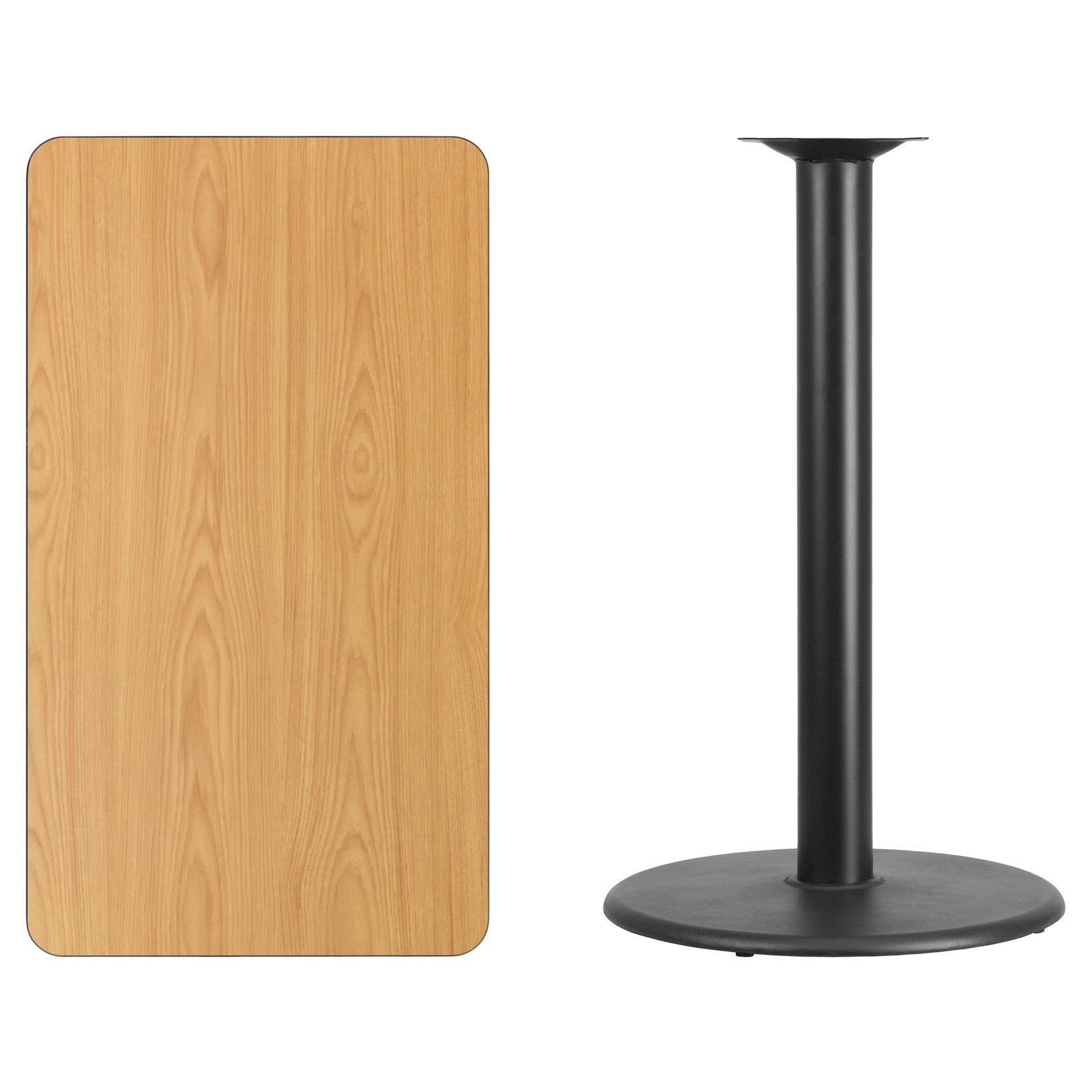 Flash Furniture Stiles 24'' x 42'' Rectangular Mahogany Laminate Table Top with 24'' Round Bar Height Table Base