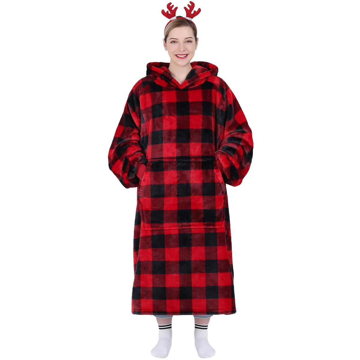 Waitu Wearable Blanket Hoodie Sweatshirt Gifts For Adult And Child, Warm And Cozy Giant Hoodie Blanket For Women And Men, Flanne