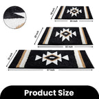 Tanvill Boho Bathroom Rugs Runner Black Aztec Bath Mat Non Slip Long Bath Rug Soft Absorbent Microfibe Large Floor Mat For Bathr