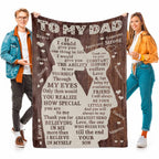 Fathers Day Blankets Gifts For Dad, Blanket To My Dad Gifts From Son, Dad Blanket Presents For Fathers Day, I Love You Dad Lette