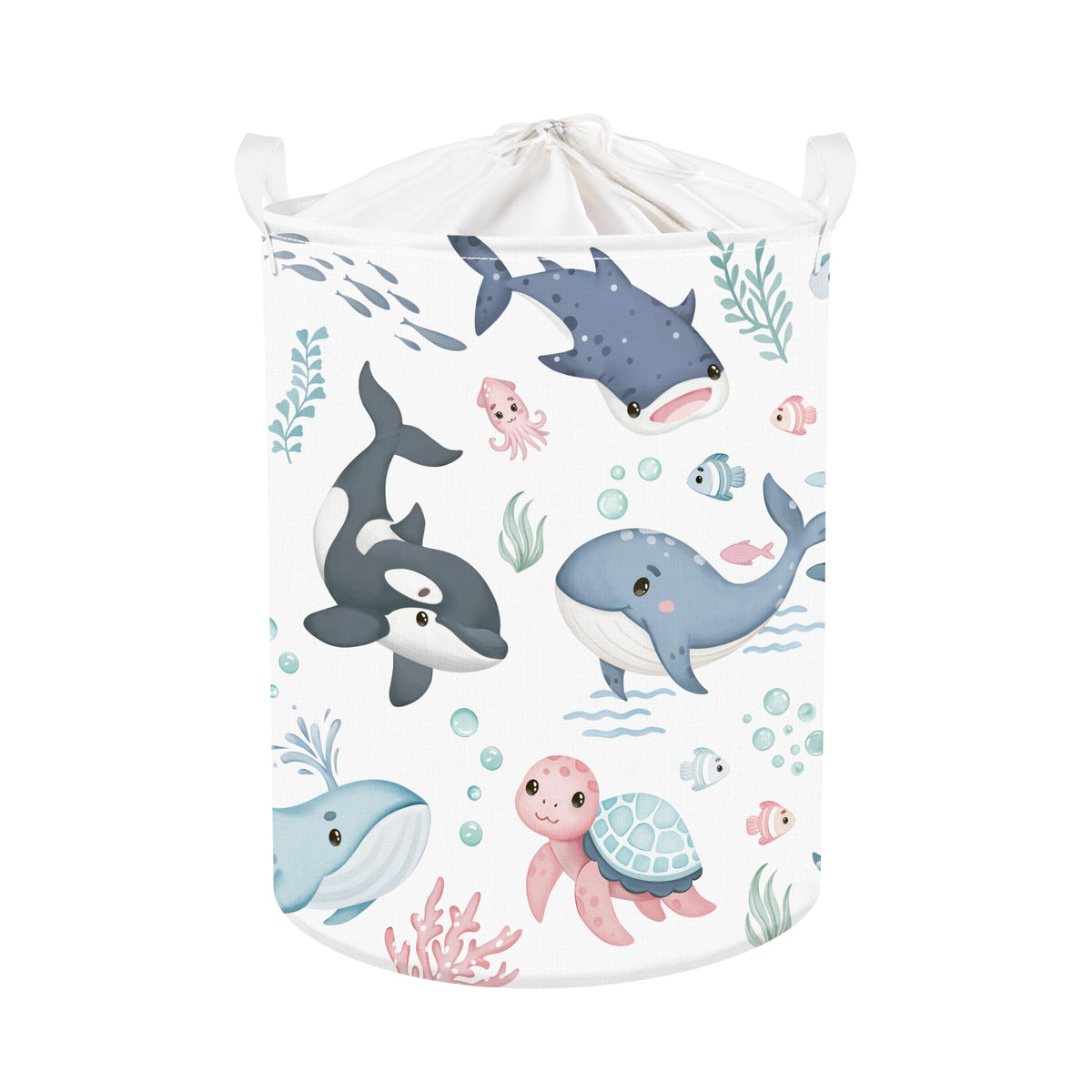 Clastyle Adorable Ocean Animal Laundry Basket Shark Kids Clothes Book Storage Basket Gift Toy Box for Bedroom Decor,Whale,36x45 