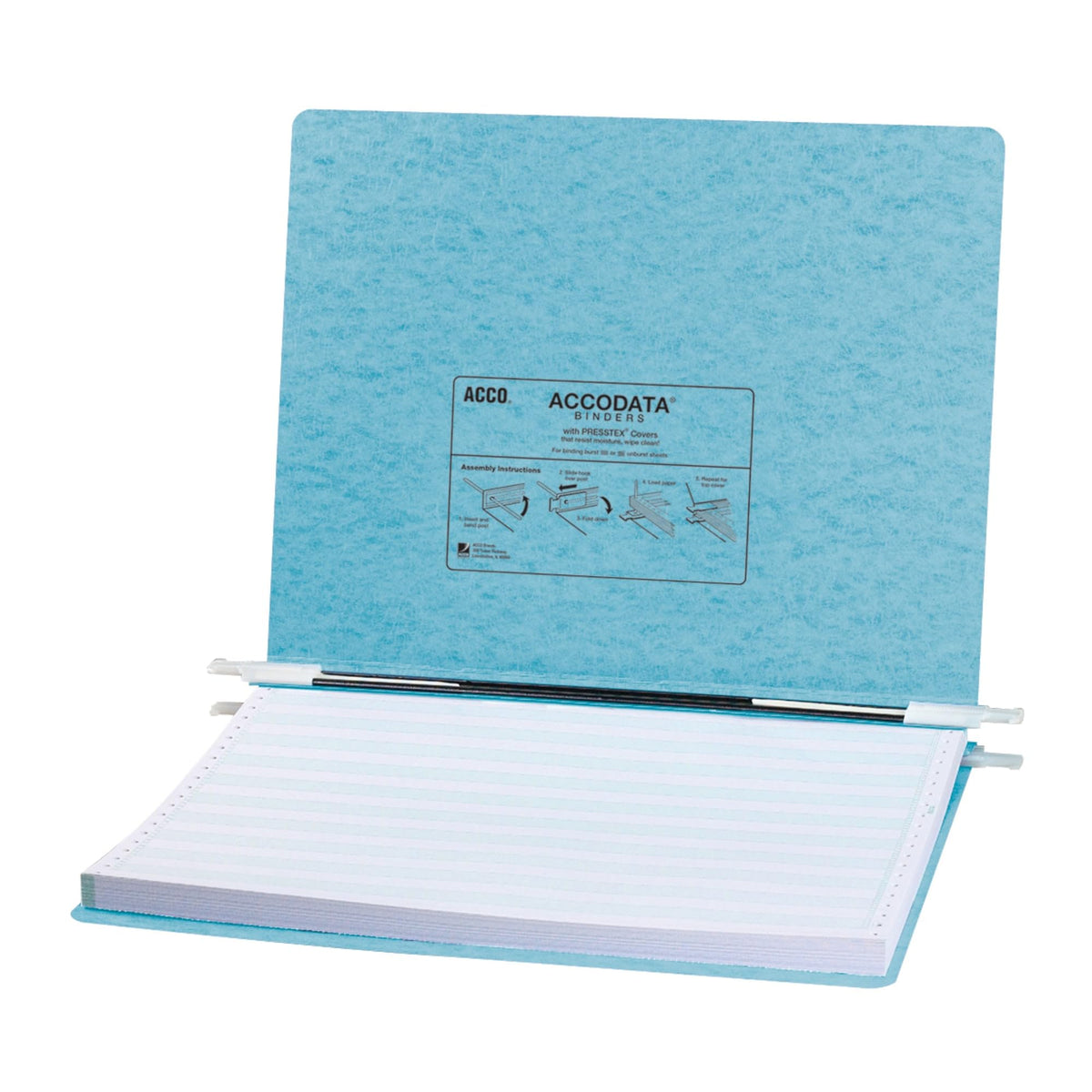 Acco Presstex Covers With Storage Hooks, 2 Posts, 6' Capacity, 14.88 X 8.5, Light Blue