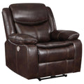 Coaster Sycamore Upholstered Power Recliner Chair Dark Brown