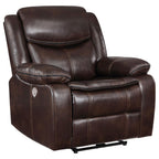 Coaster Sycamore Upholstered Power Recliner Chair Dark Brown