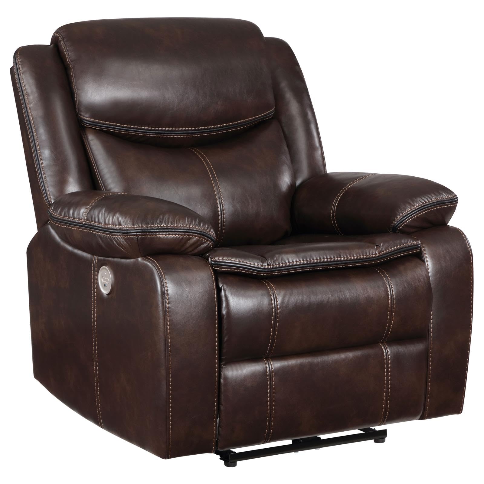 Coaster Sycamore Upholstered Power Recliner Chair Dark Brown
