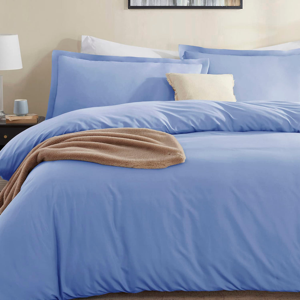 Nestl Calm Blue Duvet Cover Queen Size - Soft Double Brushed Queen Duvet Cover Set, 3 Piece, With Button Closure, 1 Duvet Cover