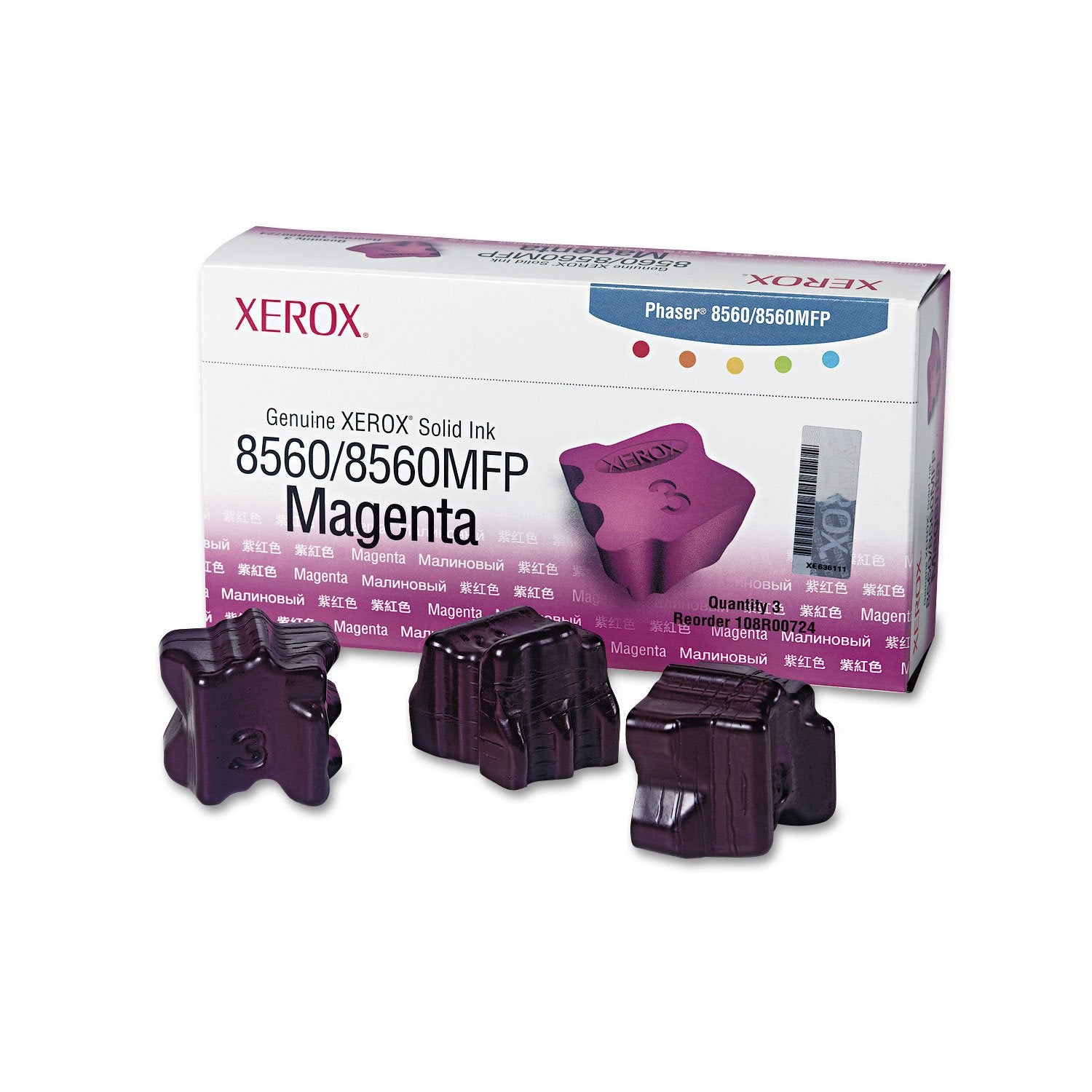 Xerox 108R00724 Solid Ink Stick, Magenta 3/Box - in Retail Packaging