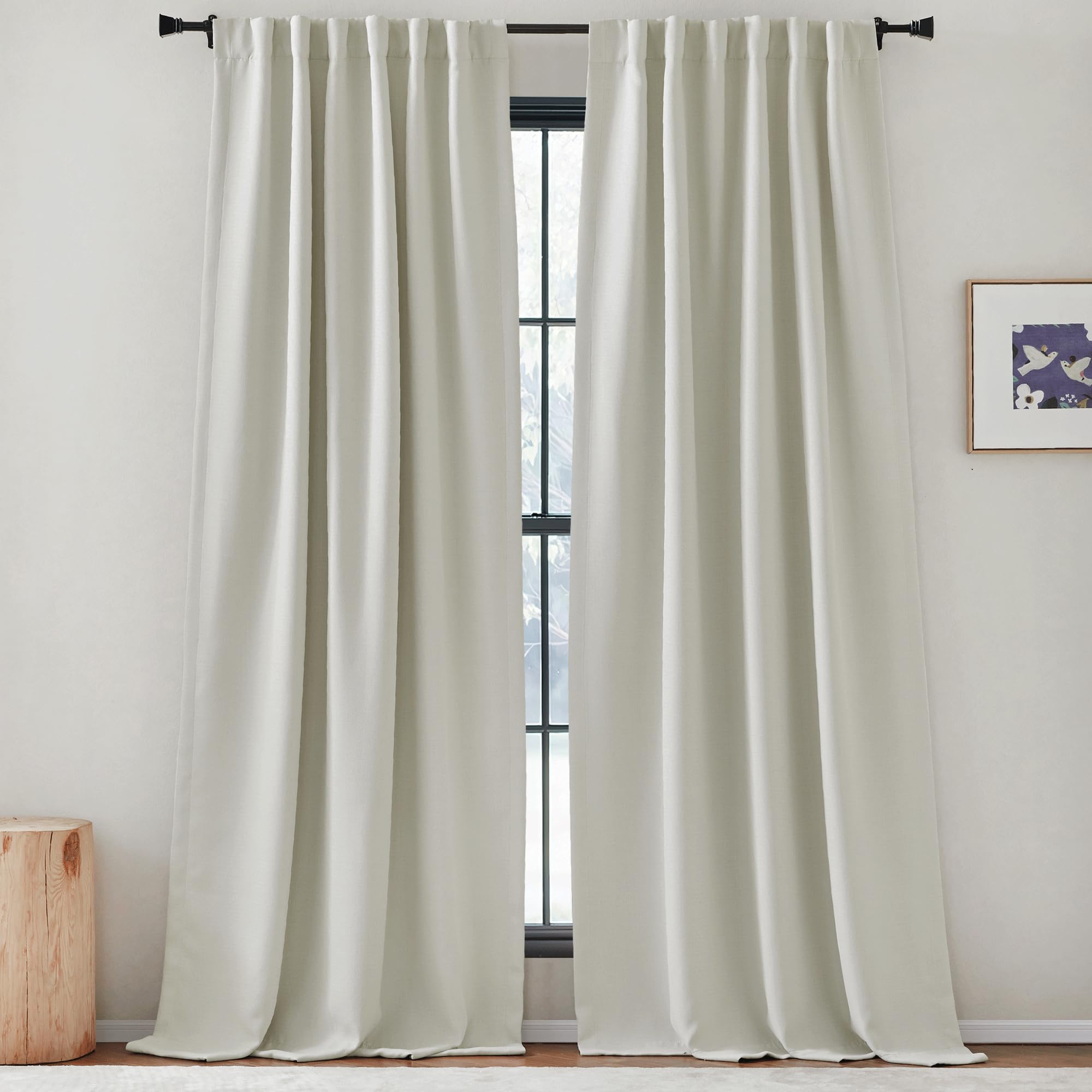 Nicetown Room Darkening Faux Linen Curtains For Bedroom, Rod Pocket/Back Tab/Hook Belt Linen Burlap Light Blocking Noise Dampeni